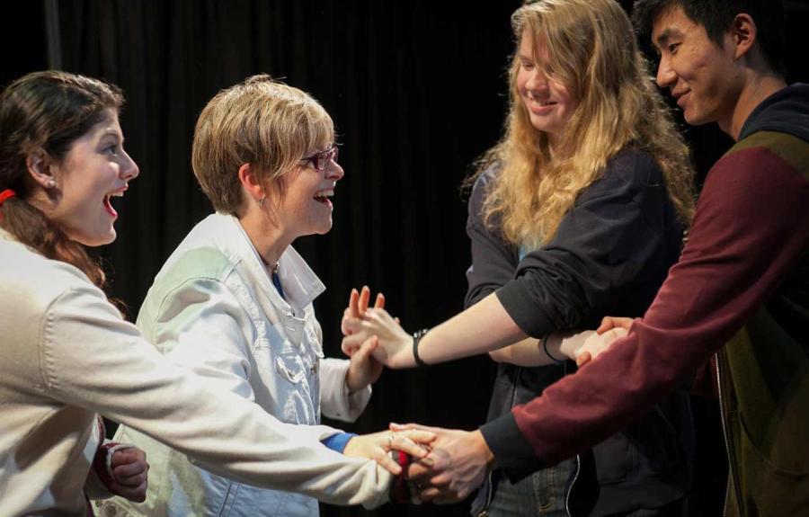 Sara Warner with students