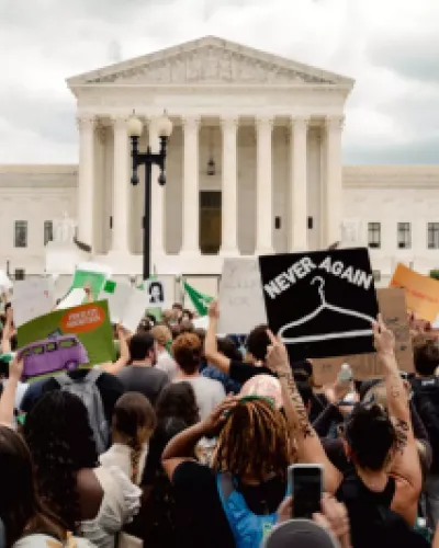Abortion rights activists gather to protest outside the Supreme Court in Washington on Friday, June 24, 2022. The Supreme Court on Friday overruled Roe v. Wade, eliminating the constitutional right to abortion after almost 50 years.